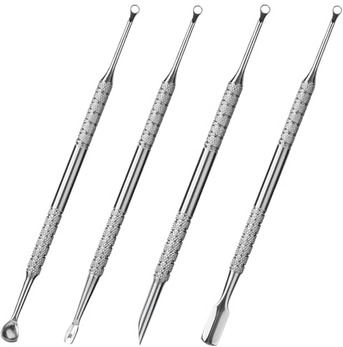 4 PCS Nail Cuticle Pushers Stainless Steel Cuticle Trimmer Nail Tools Scraper Dead Skin Remover Loop Cuticle Pusher 2 in 1 Nail Cuticle Pusher Non Slip Double Ended Nail Cuticle Trimmer
