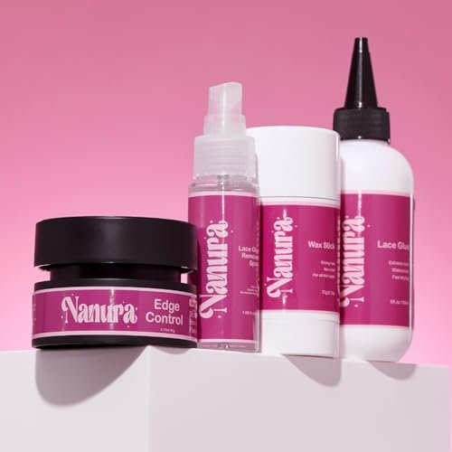 Nanura ltd Professional Wig Kit, Lace Bonding Glue and Remover Set, Wax Stick, Edge Control, 4 Pieces