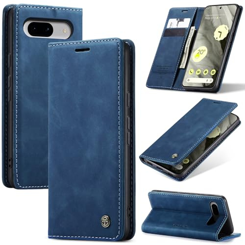 Azororo Handyhülle für Google Pixel 8 5G Hülle Premium Lederhülle Flip Case Magnet Tascher Kartenfach Standfunktion Klapphülle Schutzhülle für Google Pixel 8, Blau
