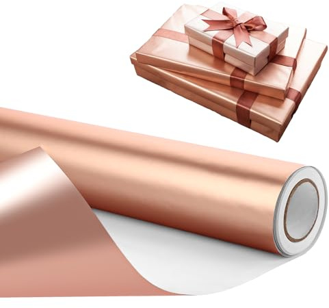 DAJAVE 2 Stück Geschenkpapier Rosa Glitzer 43cm x 10m Geschenkpapier Roségold, Goldmetallic-Geschenkpapierrolle, mattes geschenkpapier Rose, mattes geschenkpapiers für Geburtstage, Hochzeiten
