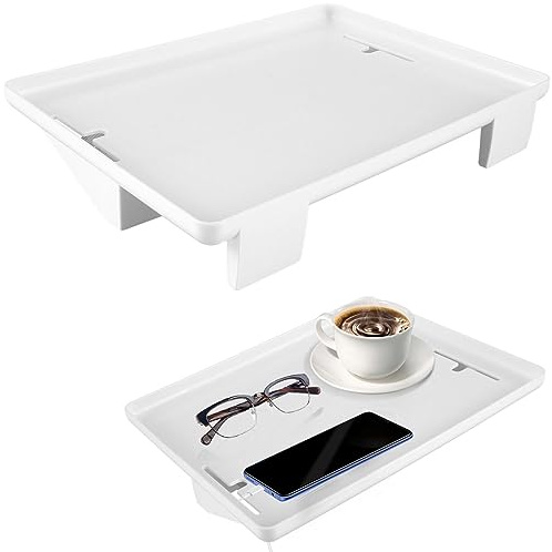 32x23x5cm Nachttisch Klemmbar ABS Bett Regal mit Schlitze, Einstellen Spannschraube, Abnehmbar, Platz Sparen Bettablage zum Einhängen Nachttisch Hochbett für Etagenbetten, Schlafsaa(Weiß)