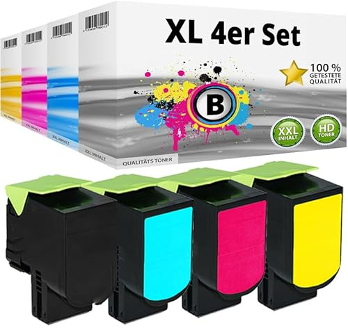 Inkadoo Set 4 Toner kompatibel für Lexmark CX 622 ade 431 dw 421 DN CX 625 adhe 622 de 421 adn