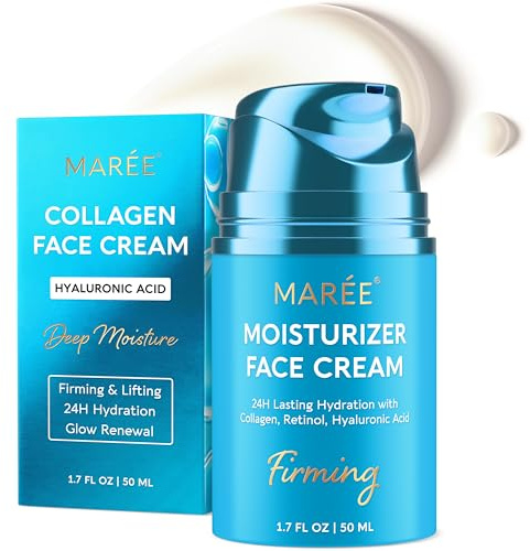 MAREE Face Moisturizer – Firming & Lifting Face Cream for Women with Collagen, Retinol & Hyaluronic Acid – Day & Night Anti-Aging Facial Wrinkle DD Cream Moisturizer for Dry Skin – Crema Para la Cara