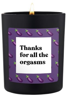 Duftkerze ChattyCandles | Schwarz Woody Thanks for all the orgasms | Duftkerze mit Spruch | Freches Geschenk zum Valentinstag
