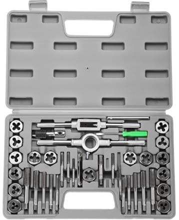 QUARKZMAN 39 Pezzi Set Di Maschi E Filieri Metrico M3-M12 Kit Di Attrezzi | Maschi Filieri Chiavi Porta Maschi Porta Filieri, Per Filettatura Maschile E Femminile, Per Filettatura, Con Custodia