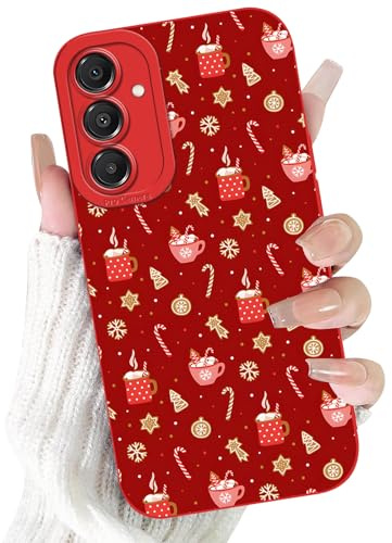 Vxinvnoi Noël Coque pour Samsung Galaxy A16 4G/5G, Etui Rouge Silicone avec Collection Noel Dessin Animé Bonhomme de Pain d'épices Motif Housse, Antichoc Souple Bumper Case pour Samsung A16 6,7, 04