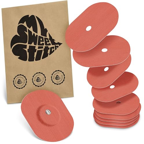 MySweetStitch 10 Fixierpflaster für FreeStyle Libre 3/3 Plus oval Coral | Hilft gegen vorzeitiges Ablösen, wasserfest und schnell trocknend, hautfreundlich, bis zu 15 Tage Halt