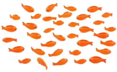 CREATCABIN 36 pièce 3 Styles Figurines Miniatures Poissons Résine Petits Poissons Orange Foncé Figurines Décoratives pour Aquarium Statues Ornements pour Maison Bureau Ou Un Aquarium à Faire Soi Même