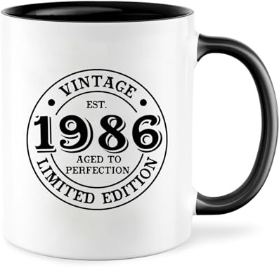 Taza 40 Cumpleaños, 1986 Regalos Originales 40 Años Para Hombres Mujeres, 350ml Taza de Cerámica Cumpleaños Aniversario Regalos para Amigas, Hermanas, Esposa, Madres, Novias, Mamá