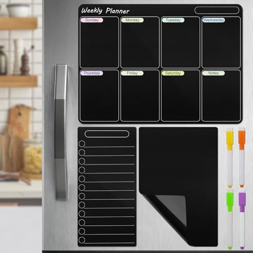 VZXZXE Wochenplaner Abwischbar Familie，Magnettafel kühlschrank, To Do liste abwischbar Für Familienplaner Menü terminplaner, Einkaufsliste mit 4 Markers 42×30cm