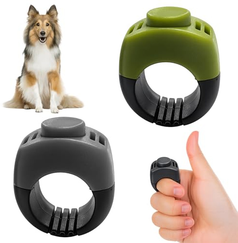 BaZuyunMd 2 Stücke Klicker Hund,Clicker Katze Set,Finger Clicker,Geeignet Für Das Training Von Hunden, Katzen Und Pferden(Grau, Grasgrün)