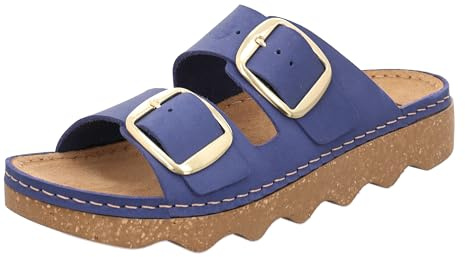 Rohde Damen Pantolette Leder Zweischnaller mit Plateausohle Alassio 6229