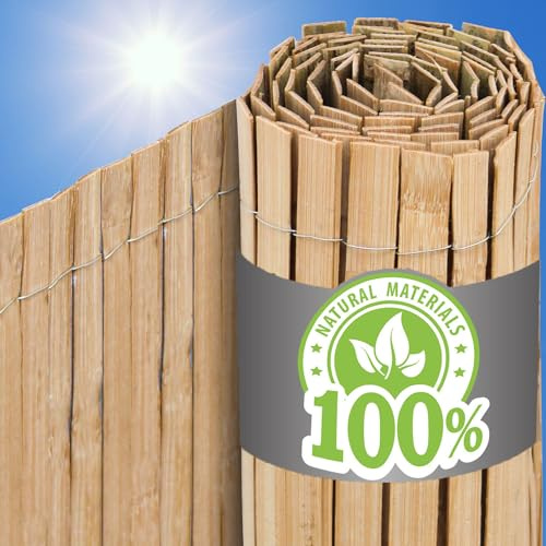 UrFence Balkon Sichtschutz Bambus 110x600 cm - 100% Natur Holz Zaun Bambusstäbe Wetterfest - Bambuszaun Sichtschutzmatte für Balkon Terrasse Gartenzaun - Pergola Windschutz Garten Sichtschutzwand