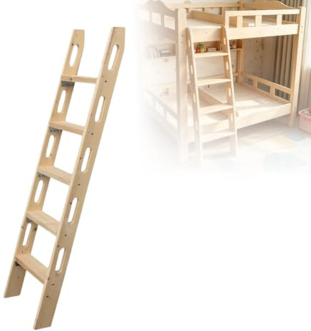 Scaletta in legno per letto a castello/soppalco camper, portata 150 kg, con sponde laterali traforate di sicurezza – Ricambio per camper e veicoli ricreativi(1.65m)