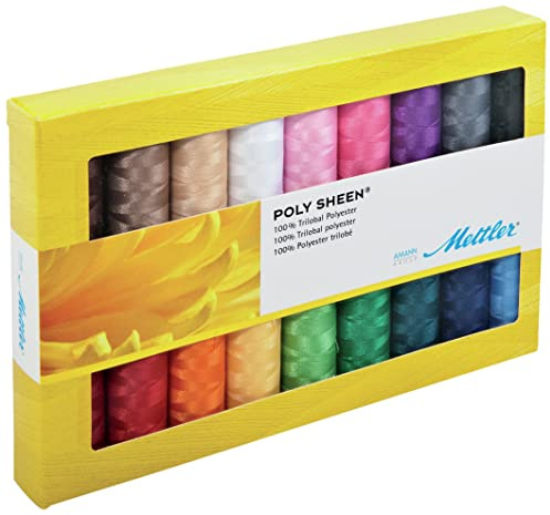 Mettler-Polysheen Polyester Maschine Stickgarn Geschenk Set Kit Mehrfarbig – Pro 18 Stück