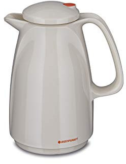 ROTPUNKT Isolierkanne 225 Bella 0,5 l | Zweifunktions-Drehverschluss | BPA-frei - gesundes Trinken | Made in Germany | Warm + Kalthaltung | Glaseinsatz | Eggshell