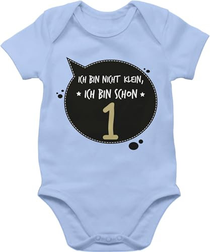 Shirtracer Baby Body Junge Mädchen - 1. Geburtstag - Ich bin nicht klein, ich bin schon eins - 6/12 Monate - Babyblau - outfit 1 first birthday outfits einjährige jahr baby-kurzarmbodys erster