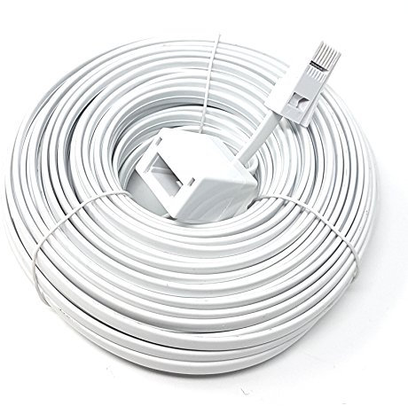 Maincore 20m long White BT Telephone Extension Cable Lead For Office & Home 6 Wire (631a) BT Male to BT Female (Available in 2m, 3m, 5m, 10m, 15m, 20m) (20m)