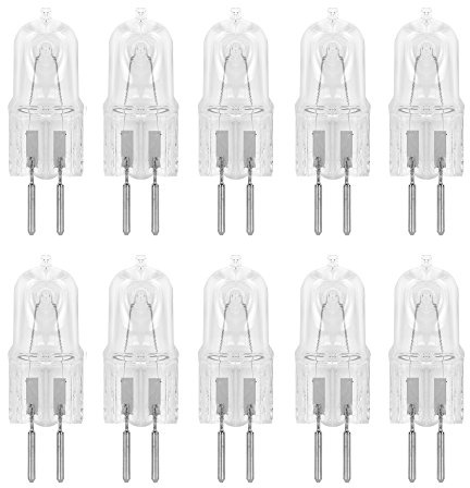10 Pack GY6.35 12 Volt Clear Dimmable T4 Q35/GY6.35/CL/12V 35 Watt 35W Halogen Light Bulb Under Cabinet Type JC Lighting Kitchen Low Voltage Landscaping Lighting Fixture Landscape G6.35 12V Bi-Pin