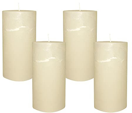 zeitzone 4 Rustic Stumpenkerzen Premium Kerze Creme Weiß 7x15cm - 65 Std Brenndauer