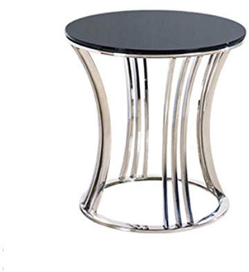 HANSHAN Mesas Mesa Auxiliar de café Mesa Auxiliar de café de Cristal Templado Tapa de Hierro Forjado Mesa de Vino de Moda Mesa de Aperitivos 50 * 53 CM Multifuncional