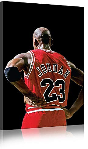 Annick Goutal Michael Jordan Rückansicht Basketball Star Fotodruck Leinwand Gemälde Wandkunst, ON Eingerahmt (80 x 120 cm)