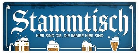 Stammtisch Metallschild mit Straßenschild-Optik und Bier Motiv Schild Stammgast