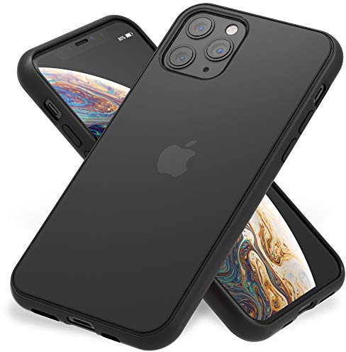 NALIA Matte Hülle für iPhone 11 Pro - Kein Vergilben & Anti-Fingerabdruck - Summit (Semi-Transparent & Schwarzer Rahmen) - Marke aus Berlin
