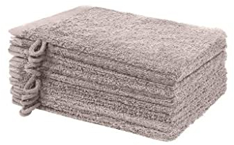 NatureMark 10er Pack Frottee Waschhandschuhe Waschlappen 100% Baumwolle Sand/Beige 15x21cm