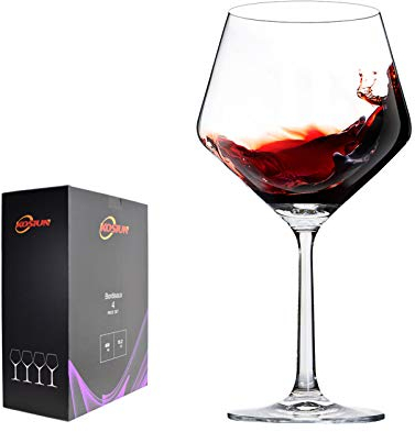 KOSIUN, Weingläser, mundgeblasen, große Schüssel, bleifreies Kristall, langer Stiel, 652 ml, Burgunderrot, 4 Stück