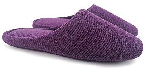 ofoot Pantofole da Donna, Scarpe Antiscivolo in Cotone Lavabile con Memory Foam(Viola,EU 40-41)