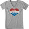 Life Is Good Damen Standard Crusher V-Ausschnitt Graphic T-Shirt, Heather Gray, Größe S