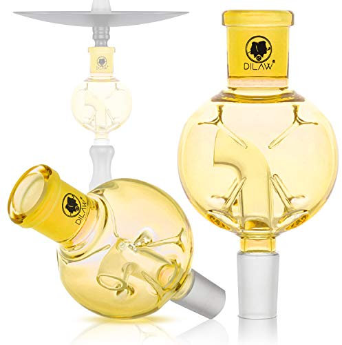 DILAW® Shisha Tornado Molassefänger Totenkopf (aus Glas für (Schliff 18/8) - Wasserpfeife, Vorkühler-Aufsatz Skull Wasserpfeife, Gold