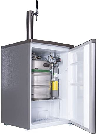GASTROBEDARF WESTERBARKEY Zapfanlage Bierbar Silber für max 30l Fässer mit Schanksäule, Uhr, 0,5kg oder 2kg Co², Keg Typ M, S oder D (Keg Typ D (Köpikeg) & 2000g)