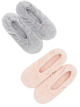 DICUIRD Women’s Lightweight Ballerina House Slippers Soft Slipper Socks