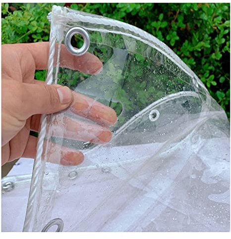 JIANFEI Bâche Transparente, 0.3mm PVC Résistant Déchirures Imperméable Couverture avec Métal Oeillets, Coupe-Vent Bâche, Utilisé pour Balcon Barbecue, Personnalisable