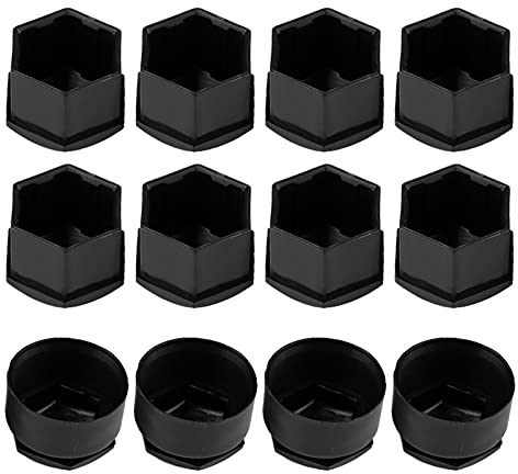 20 Stück Universal 17 Mm Radschraubenkappen-Set, Auto-Radmutternkappen, Felgenmutterkappen, Radkappen mit Abzieher(Schwarz)