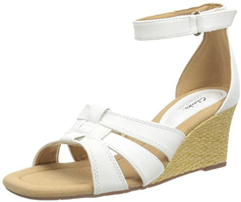 Clarks Damen Kyarra Joy Keilsandale, White Leather, 39.5 EU