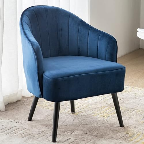 KESHUI Moderne Einzelsofas Wohnzimmermöbel Ins Velvet Stuhl Balkon entspannter Design Sessel Hallempfang Wartestühle Wartestühle (Color : Navy blueA, Type : One Seat)