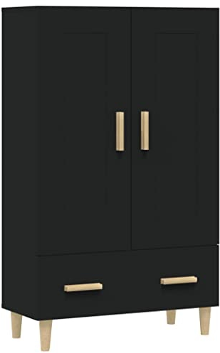 vidaXL Buffet Haut Armoire de Rangement Organisateur de Maison Meuble de Rangement Salle de Séjour Intérieur Noir 70x31x115 cm Bois d'Ingénierie