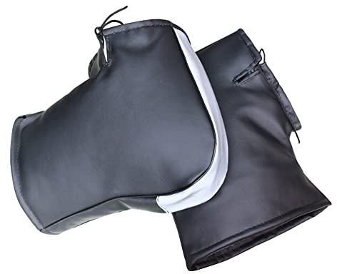 iSpchen Motorrad Lenkerhandschuhe 1 Paar Pu-Leder wasserdichte Lenkerstulpen Handschuhe für Roller Fahrrad Thermo Handwärmer Winter Winddichte Lenkerabdeckung mit reflektierende Streifen