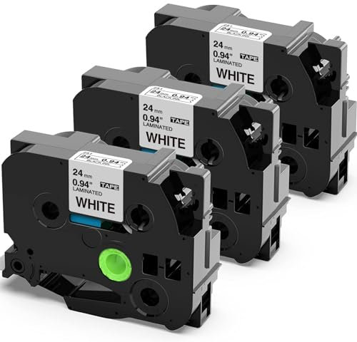 Kompatibel mit Brother TZe-251 TZe251 24mm Schriftband Brother P Touch Bänder Schwarz auf Weiß Etikettenband für Brother PT-E550W PT-D600 PT-D610BT PT-D600VP PT-P700 PT-P750W, 3x