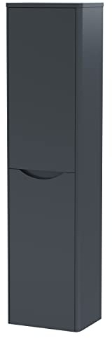 nuie SML1462 Lunar Modern Bathroom Wall Hung 2 Door Tall Unit, 350mm, Soft Black