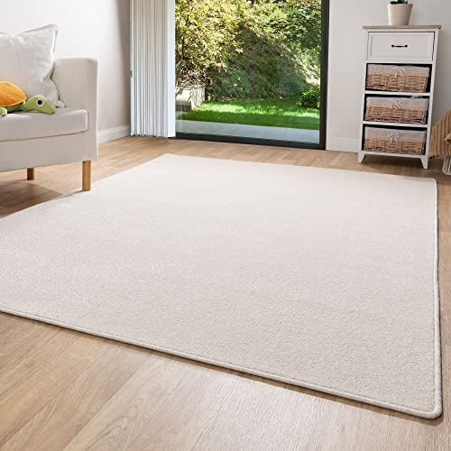 Steffensmeier Kurzflor Teppich Ibiza | Wohnzimmerteppich | Stilvoll | Pflegeleicht | Jugendteppich | Creme, Größe: 140x200 cm