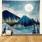YISUMEI Berg Wald Forest Wandteppich Baum Mond Natur Tapisserie Wandbehang für Schlafzimmer Ästhetisches Wohnzimmer College Wohnheim Wanddekoration(M/130x150cm)