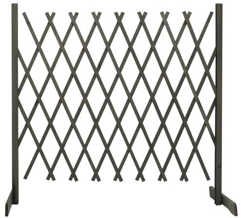 Homgoday Clôture en Treillis Bois Massif - Extensible Jusqu'à 180 cm - Gris
