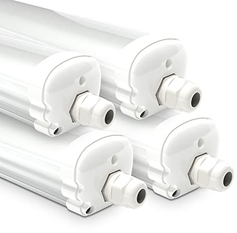 HOFTRONIC - 4er Pack LED Feuchtraumleuchte 150cm IP65-48W 5760 Lumen - 6500K Tageslichtweiß - Verknüpfbar - Kellerleuchte, Nassraumleuchte - Feuchtraum Wannenleuchte