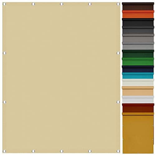Voile D'ombrage Toile Rectangulaire étanche 1.4 x 2.8 m UV Protection Brise Vue pour Balcon avec 4 Morceaux de Corde pour La Couverture VéGéTale Serre Pergola, Jaune Sable