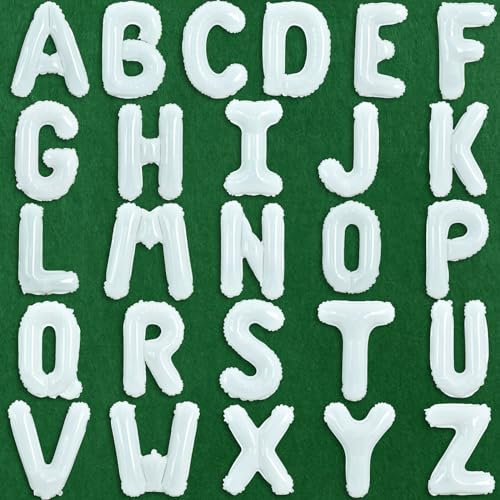 TONIFUL 52 Stück 16 Zoll Weiße Buchstabe A-Z Ballons Rosa Benutzerdefinierte Phrase Mylar Folie Alphabet Erstellen Sie Ihr Eigenes Banner für Geburtstag Jubiläum Feier Graduierung Party Supplies