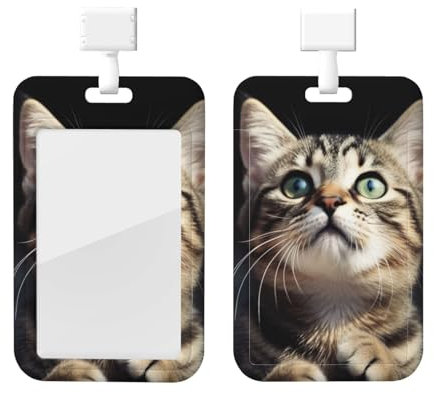 LLaviD Porte-badge avec cordon imprimé chat avec clip rétractable et cordon tour de cou amovible pour clés, carte d'accès